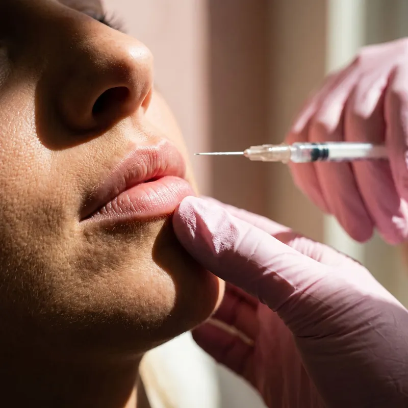 Preenchimento labial com ácido hialurônico